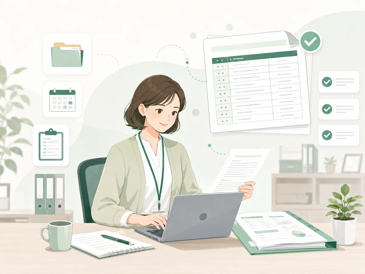 一般事務・営業事務の職務経歴書作成をイメージしたイラスト